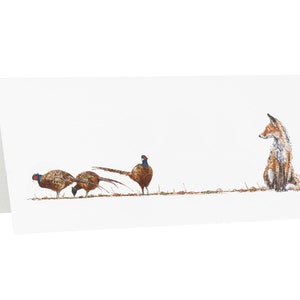 Cartão de felicitações de raposa e faisão