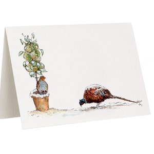 Auguri di fagiano e pernice o cartolina di Natale