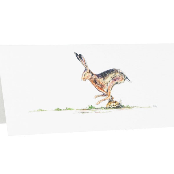 Hare and Tortoise Greetings Card