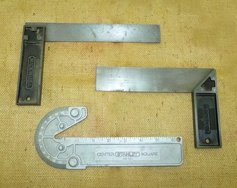 Old stanley steel square-center 46-101 tool-vintage woodworking gauge no. 1 12 tools lot