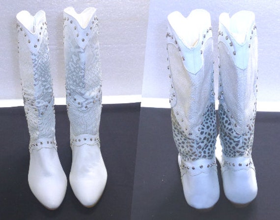 Vintage white cowboy boots rockabilly cowgirl met… - image 3