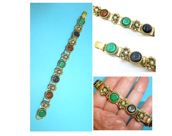 Vintage victorian revival bookchain bracelet intaglio cameos jewelry