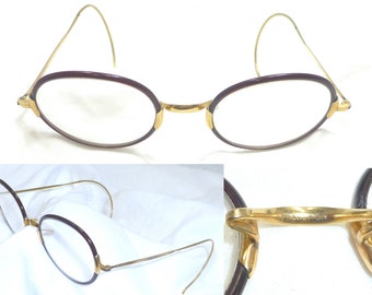 Beautiful antique Shur on gold fill eyeglasses dark rim gf glasses