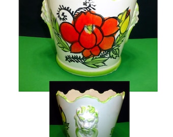 Vintage large ceramic jardiniere flower lion pot planter mid century Price Import Japan