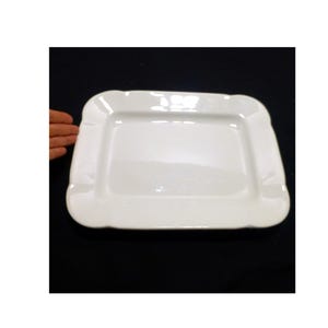 Antique John Edwards ironstone platter scallop edge rectangle white serving dish England holiday Thanksgiving