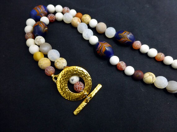 Vintage African trade beads necklace antique vene… - image 7