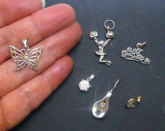 Vintage sterling pendant collection butterfly sister cheerleader crystal 925 silver jewelry