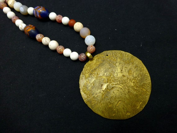 Vintage African trade beads necklace antique vene… - image 9