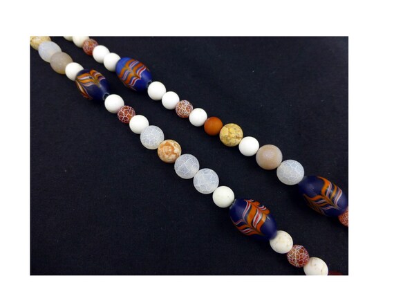 Vintage African trade beads necklace antique vene… - image 6