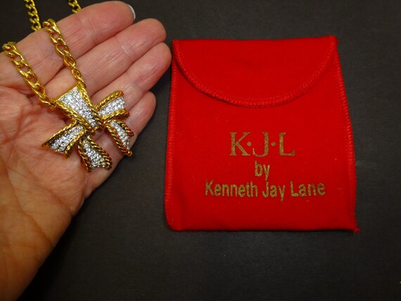 Vintage Kenneth Jay Lane bow enhancer rhinestone … - image 1