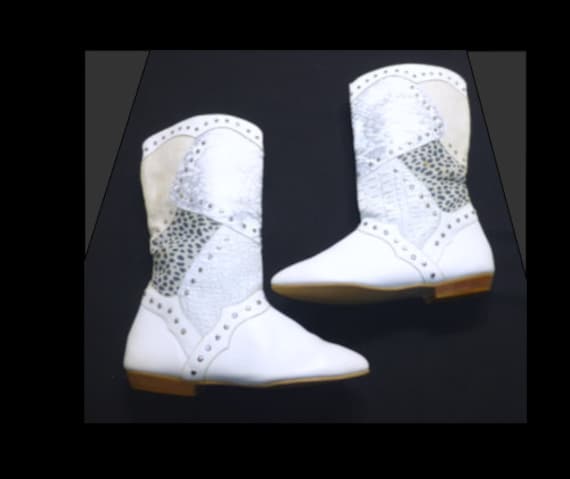 Vintage white cowboy boots rockabilly cowgirl met… - image 1