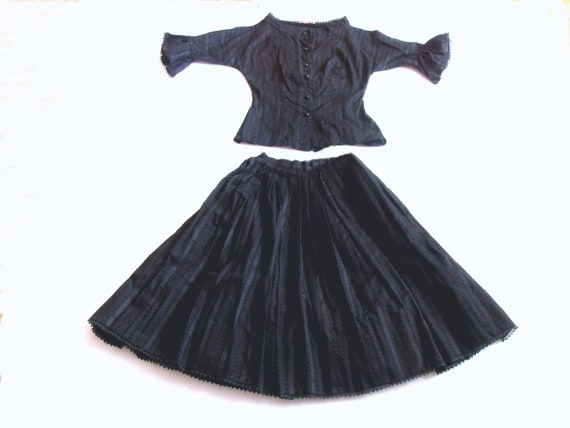 Vintage 1950's ornate black skirt top set  Gale &… - image 2