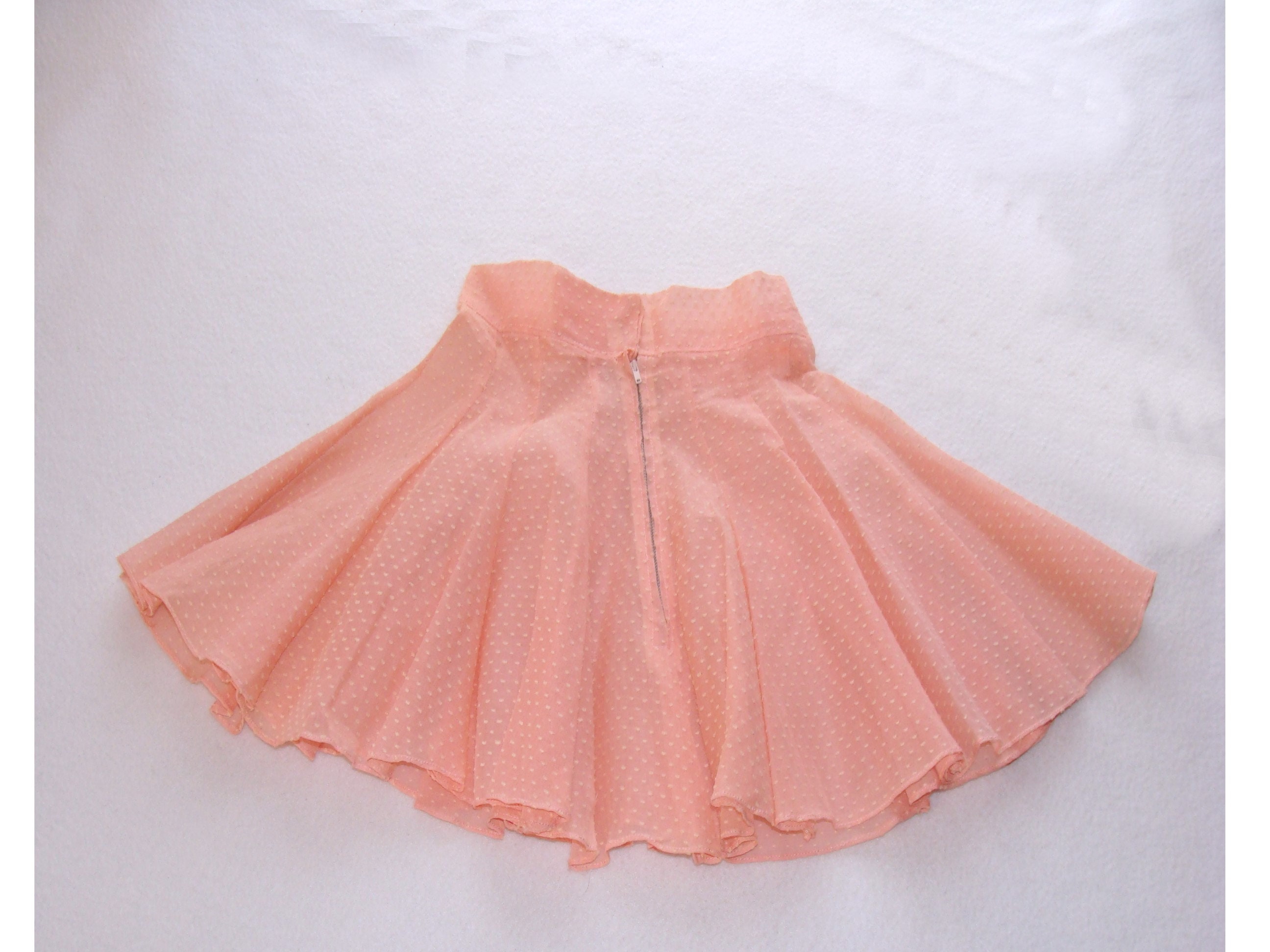 Vintage 1950's polka dot skirt roller skating peach pink | Etsy