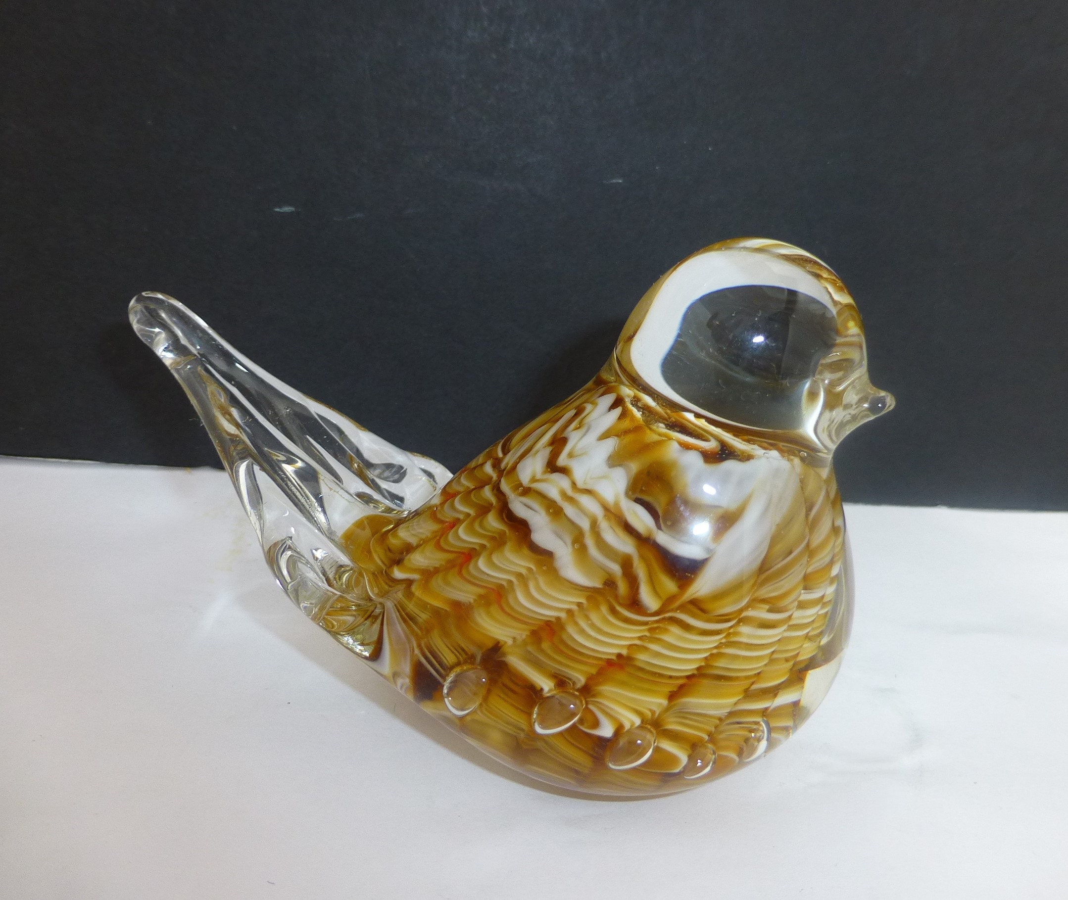 Art Glass Fused Bird Tile Dodo? Paperweight Tile 2 1/2 Square