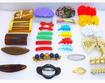 Vintage 1980s Goody Barrettes Wire Clasp Red Blue Black Gray  display picture 1