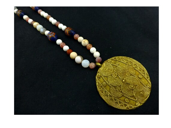 Vintage African trade beads necklace antique vene… - image 8