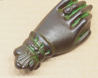 Vintage antique cast iron hand of Fatima old door knocker part hardware old victorian gothic house