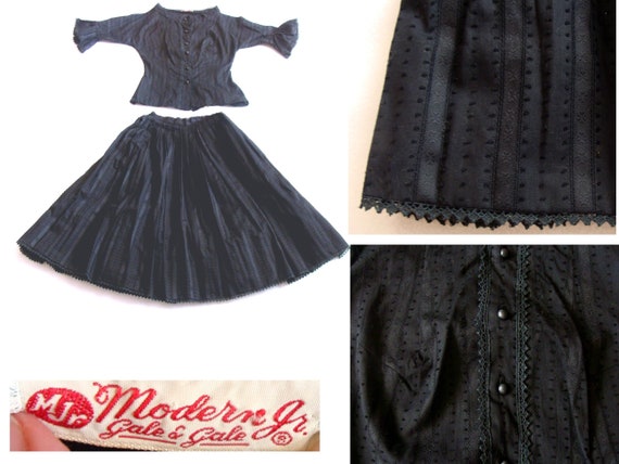 Vintage 1950's ornate black skirt top set  Gale &… - image 1