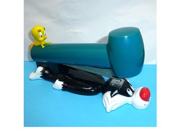Nice vintage large Tweety Bird Sylvester cat hammer stapler looney tunes comic cartoon