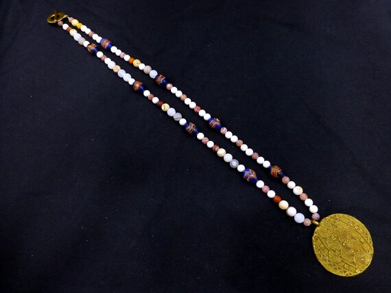 Vintage African trade beads necklace antique vene… - image 3