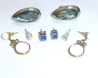 Vintage sterling earrings collection Danecraft 925 abalone stud jewelry lot