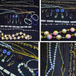 Antique vintage crystal necklace bracelet earrings glass jewelry estate lot