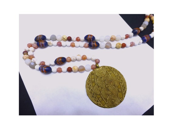 Vintage African trade beads necklace antique vene… - image 5