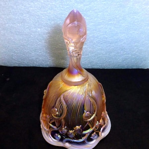 Vintage pink Fenton glass lily of the valley flower bell opalescent iridescent