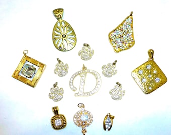 Vintage rhinestone necklace pendant bracelet charm jewelry collection lot