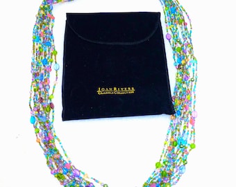Fabulous Joan Rivers Torsade Czech glass bead necklace pastel blue green purple beaded jewelry