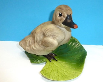 Vintage Boehm mute swan bird figurine lily pad Cygnus Olor 400 46 porcelain bisque