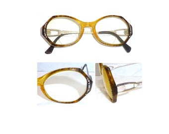 Cool retro Liberty West Germany 1970's eyeglass frames tortoise brown rhinestones glasses 100 A 135