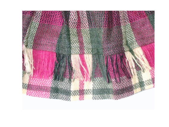 Vintage plaid wool skirt  fringe swing skirt thic… - image 3