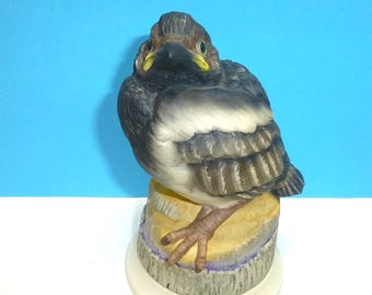 Vintage Boehm baby bird fledgling magpie figurine porcelain bisque 476
