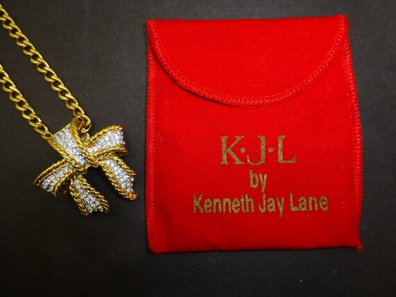Vintage Kenneth Jay Lane bow enhancer rhinestone … - image 2