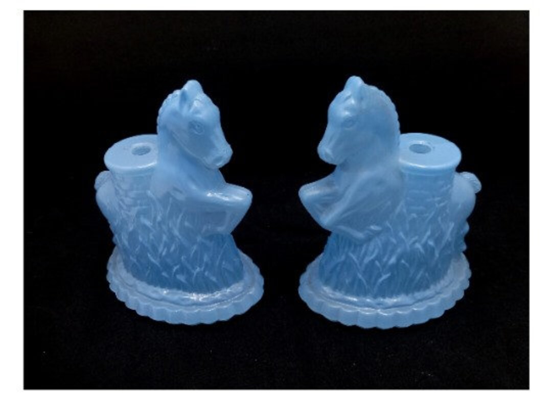 Vintage Glass Horse Lamp Pair Girl Boy Baby Southwest Blue Etsy