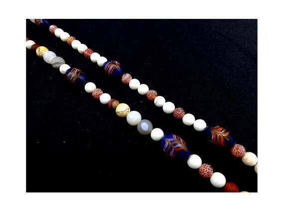 Vintage African trade beads necklace antique vene… - image 4