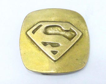 Vintage brass Superman belt buckle Taiwan