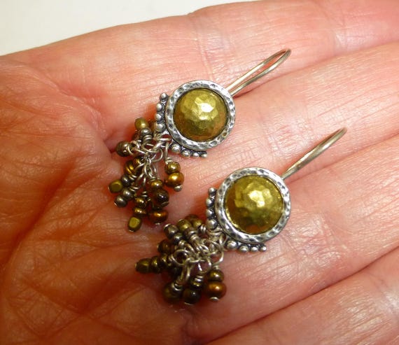 【新発売】 Brass Sterling 925 Silpada Pearl Dangle Beads Eye Tiger's アクセサリー