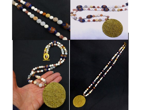 Vintage African trade beads necklace antique vene… - image 1
