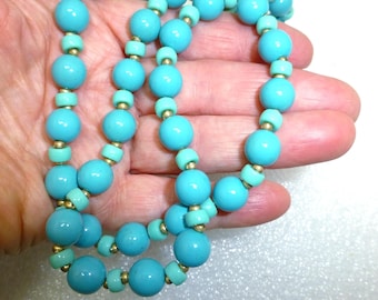 Vintage Joan Rivers long 44" necklace faux turquoise bead southwestern beaded jewelry