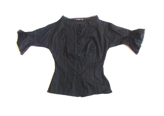 Vintage 1950's ornate black skirt top set  Gale &… - image 4