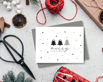 Merry Christmas Cards, Glitter Christmas Tree, Christmas Tree Card, Handmade Cards