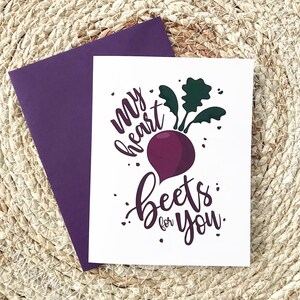 Carte de voeux, betteraves, légumes, Just Because, carte alimentaire, je t'aime, carte amicale, carte imprimée