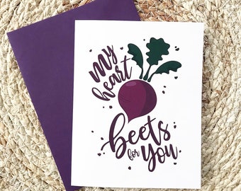 Greeting Card, beets, veggies, Just Because, food card, i love you, friendly card, printed card