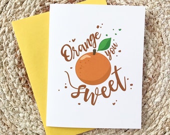 Greeting Card, orange, citrus, Just Because, food card, thinking of you, friendly card, printed card