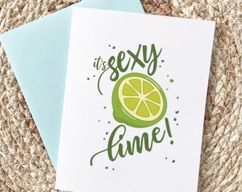 Greeting Card, lime, citrus, Just Because, food card, cheeky card, friendly card, printed card