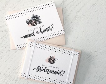 Bridesmaid Card Set, Maid of Honor, Will you be my bridesmaid, wedding cards