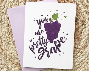 Greeting Card, grapes, fruit, Just Because, food card, wine, friendly card, printed card, thinking of you