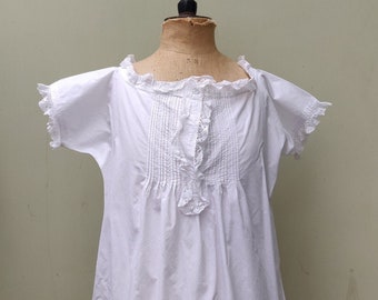 Original  scoop necked, lace trimmed early 20th Century chemise / shift.  Cottagecore size small / medium